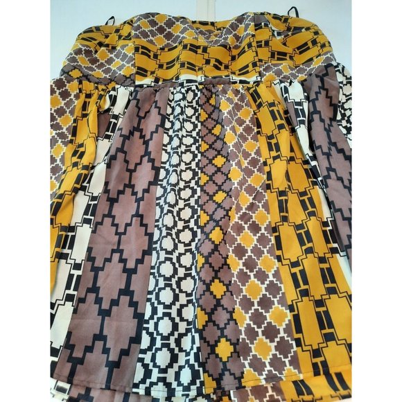 Torrid womens strapless halter short mini dress gold brown geo lined size 26 - Picture 3 of 13
